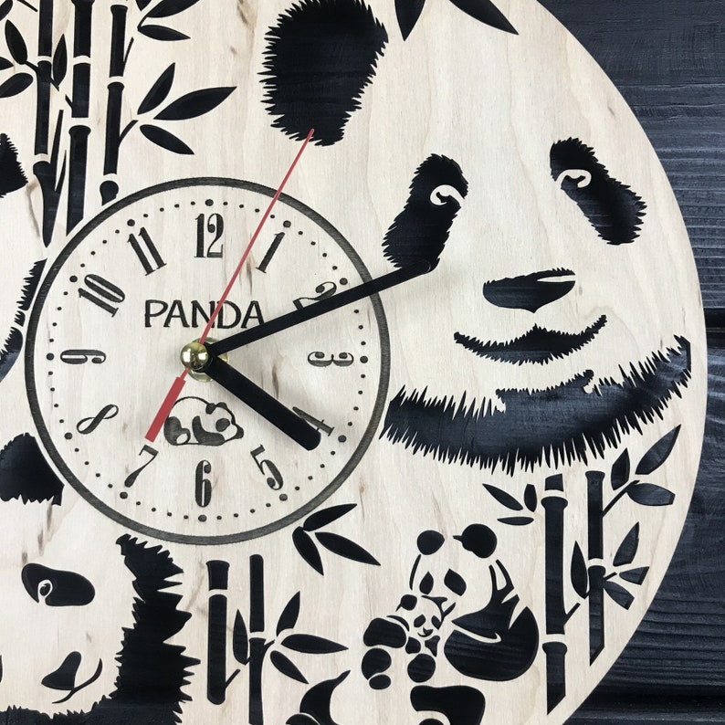 Panda Wall Clock Gift for Men Women 5th Anniversary Gift Personalized ...