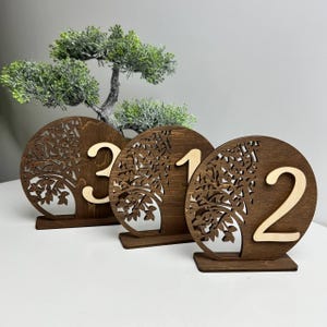 Set di numeri da tavolo rustici, numeri da tavolo in legno, supporti per numeri da tavolo