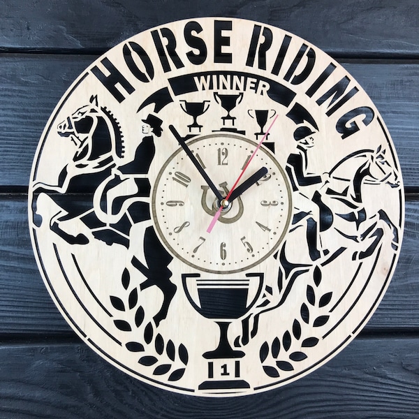 Wooden Wall Clock Horse Etsy