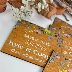 Faites gagner la date bohème, réservez la date du mariage en bois, invitation en bois moderne, réservez la date rustique, invitation pour un invité, cartes de mariage rustiques