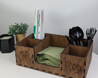 Napkin Holder, Coffee Lover Gift & Kitchen Storage Organization Box
