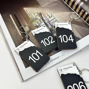 Custom hotel key tag, apartment number, custom keychain, room number keyrings, keychain for hotel, hotel room number, custom room key