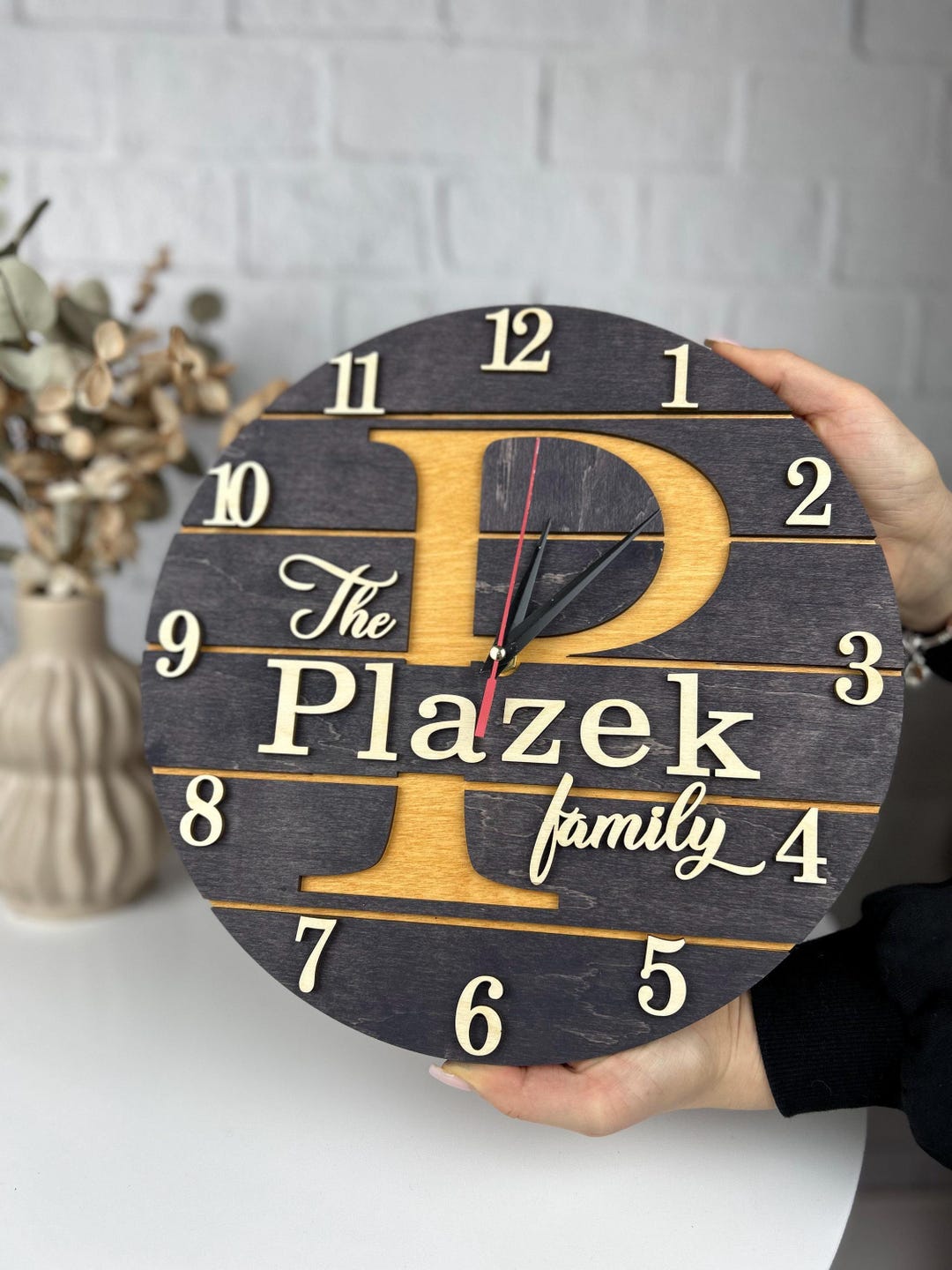 Last Name Sign Clock, Modern Farmhouse Wall Decor & Wedding Gift for ...
