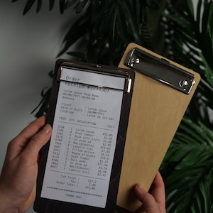 Porta billetes de madera personalizado, decoración de restaurante, porta cheques grabado, decoración de cafetería, presentador de cheques, regalo porta billetes, regalo personalizado