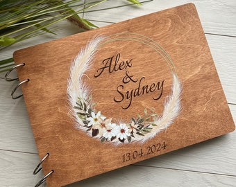 Wooden guest book, wedding guest book, custom wedding album, boho wedding planner, personalized wedding book, polaroid wedding book