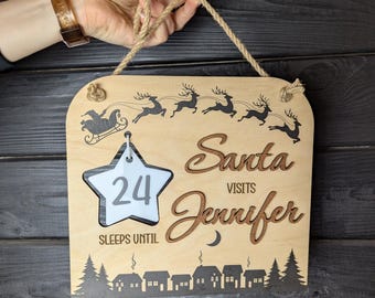 Calendario dell'Avvento personalizzato, calendario dell'Avvento riutilizzabile e conto alla rovescia di Natale in legno