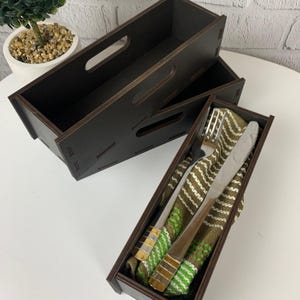 Cutlery Holder Wood Box For Cutlery Organizer Kitchen Storage Custom Cutlery Case Restaurant Decor Kitchen Cutlery Drawer Best Gift For Her image 5