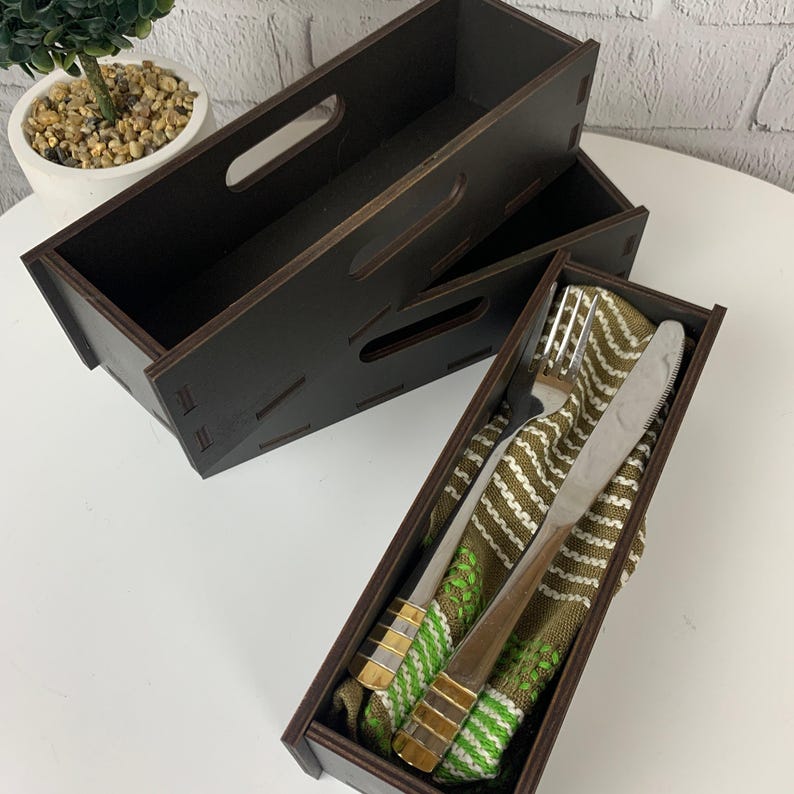 Cutlery Holder Wood Box For Cutlery Organizer Kitchen Storage Custom Cutlery Case Restaurant Decor Kitchen Cutlery Drawer Best Gift For Her image 5