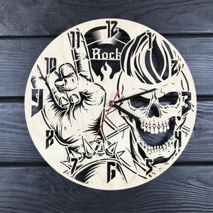 Heavy Metal Wanduhr Geschenk für Männer Frauen 5. Jahrestag Geschenk Personalisieren Heavy Metal Poster Benutzerdefinierte Heavy Metal hängende Wand Holz Dekor