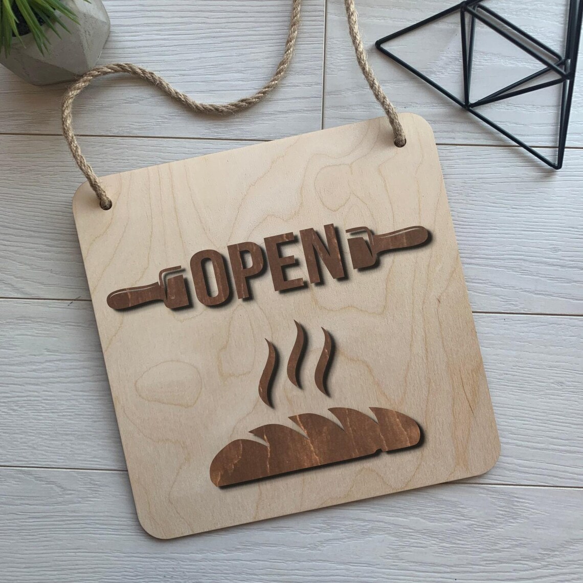 Open and Close Sign, Hanging Door Sign, Bakery Door Signs, Sign for ...
