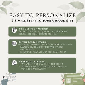 The image is a promotional graphic for a gift customization service. It features a person holding a gift box, with text and images providing information about the service.