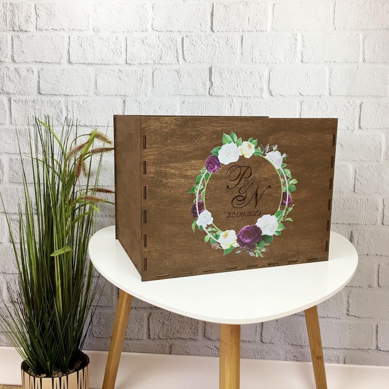 Wooden Wedding Card Box, Personalized Card Box, Wedding Keepsake Box, Cards and Gifts Holder