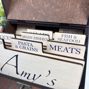 Rustic Recipe Box Labels Box for Family Recipe Card, Floral Recipe Box, Kitchen Organizer ...