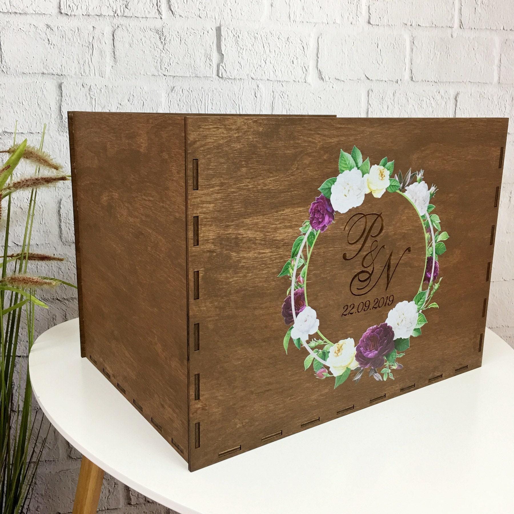 Wooden Wedding Card Box, Personalized Card Box, Wedding Keepsake Box ...