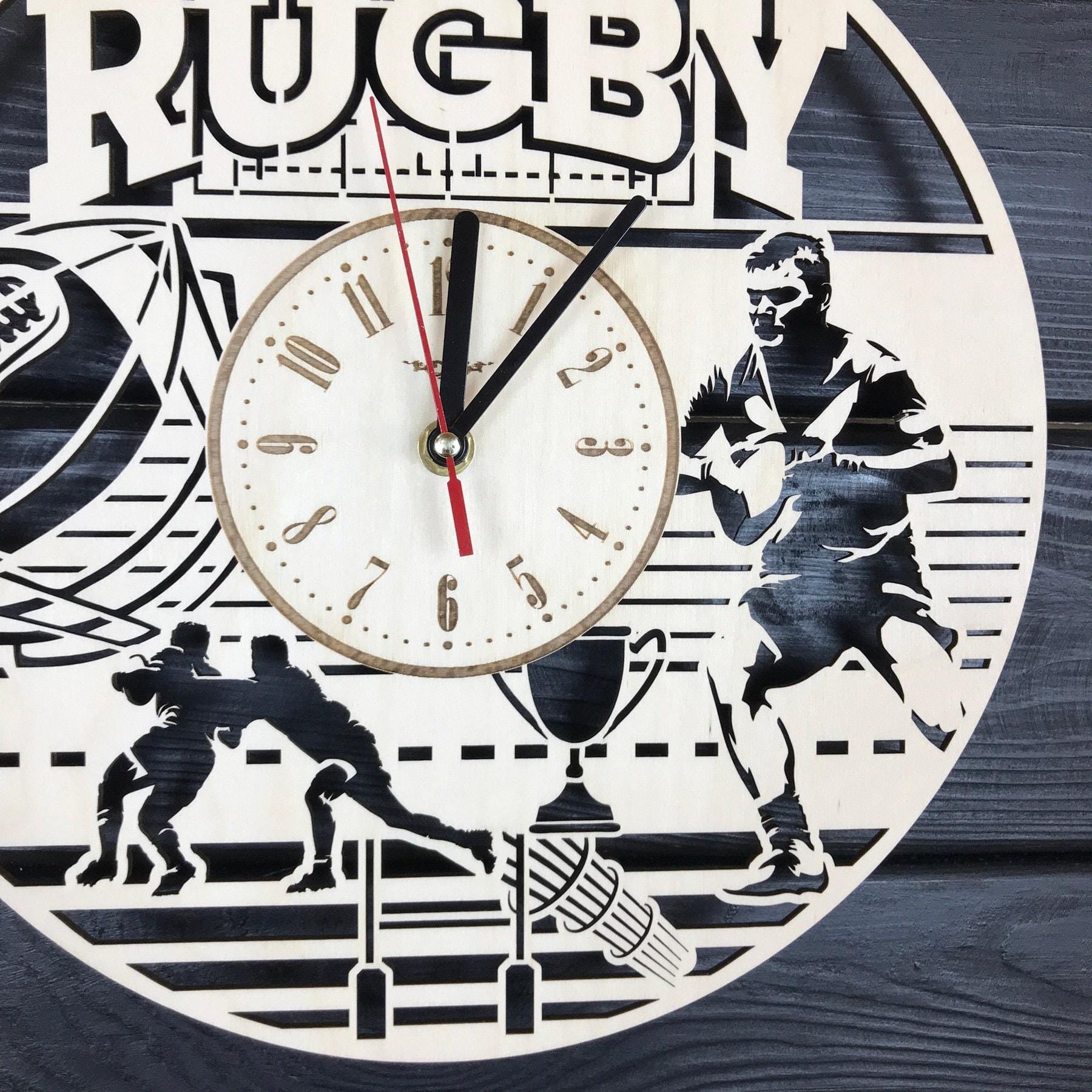 Insane Clock Rugby Rugby Wall Clock Gift for Sportsman 5th Anniversary Gift Personalize ...