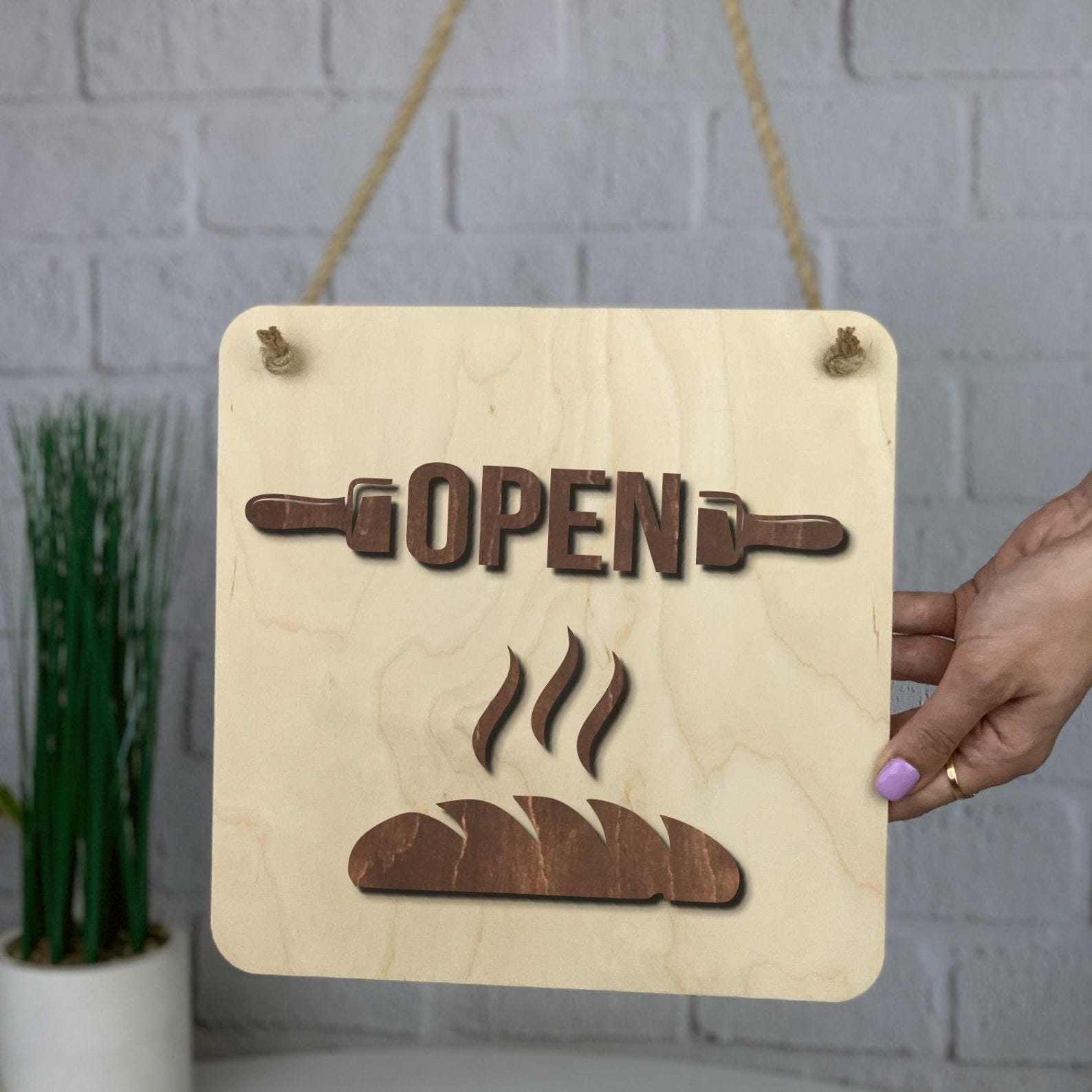 Open and Close Sign, Hanging Door Sign, Bakery Door Signs, Sign for ...
