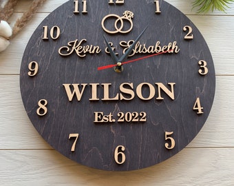 Personalized Couple Gift Fifth Anniversary Wood Gift Housewarming Newlywed Unique Gift Idea Family Name Sign Wood Wedding Gift For Him Her