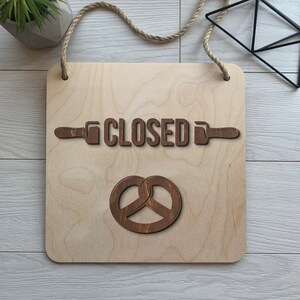 Double Sided Door Signs Wood Open Closed Door Signs Bakery Decor ...