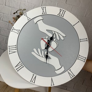 Nursery baby wall clock, laser cut wood wall clock, baby nursery decor , new parents gift, living room decor, baby shower gift