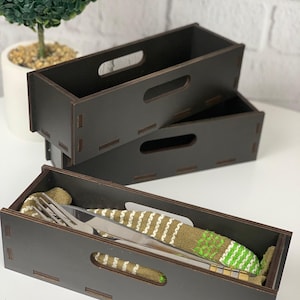 Cutlery Holder Wood Box For Cutlery Organizer Kitchen Storage Custom Cutlery Case Restaurant Decor Kitchen Cutlery Drawer Best Gift For Her image 1