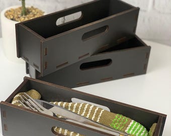 Cutlery Holder Wood Box For Cutlery Organizer Kitchen Storage Custom Cutlery Case Restaurant Decor Kitchen Cutlery Drawer Best Gift For Her