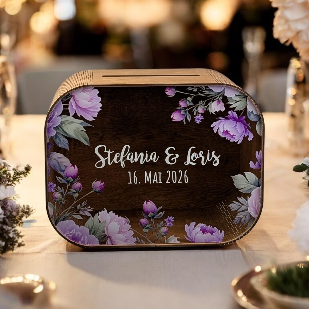 Personalized Wedding Memory Box & Wooden Card Holder: Wildflower Post ...