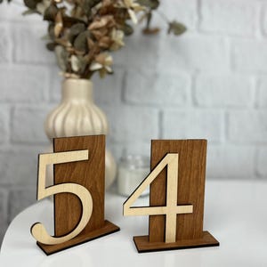 Número de mesa de boda rústica, letreros de boda de madera, número de mesa de madera simple