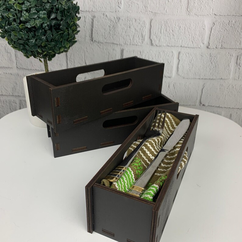 Cutlery Holder Wood Box For Cutlery Organizer Kitchen Storage Custom Cutlery Case Restaurant Decor Kitchen Cutlery Drawer Best Gift For Her image 4