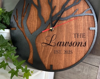 Rustic family name clock, custom wall clock, custom name clock, ideas clock decor, custom family clock, home wall decor, family clock gift