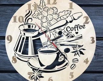 Orologio da parete con scritta "caffè", orologio da parete con scritta "caffè" da cucina, orologio da parete con scritta "caffè", orologio da bar, arredamento per bar, arte murale per bar, regalo per gli amanti del caffè