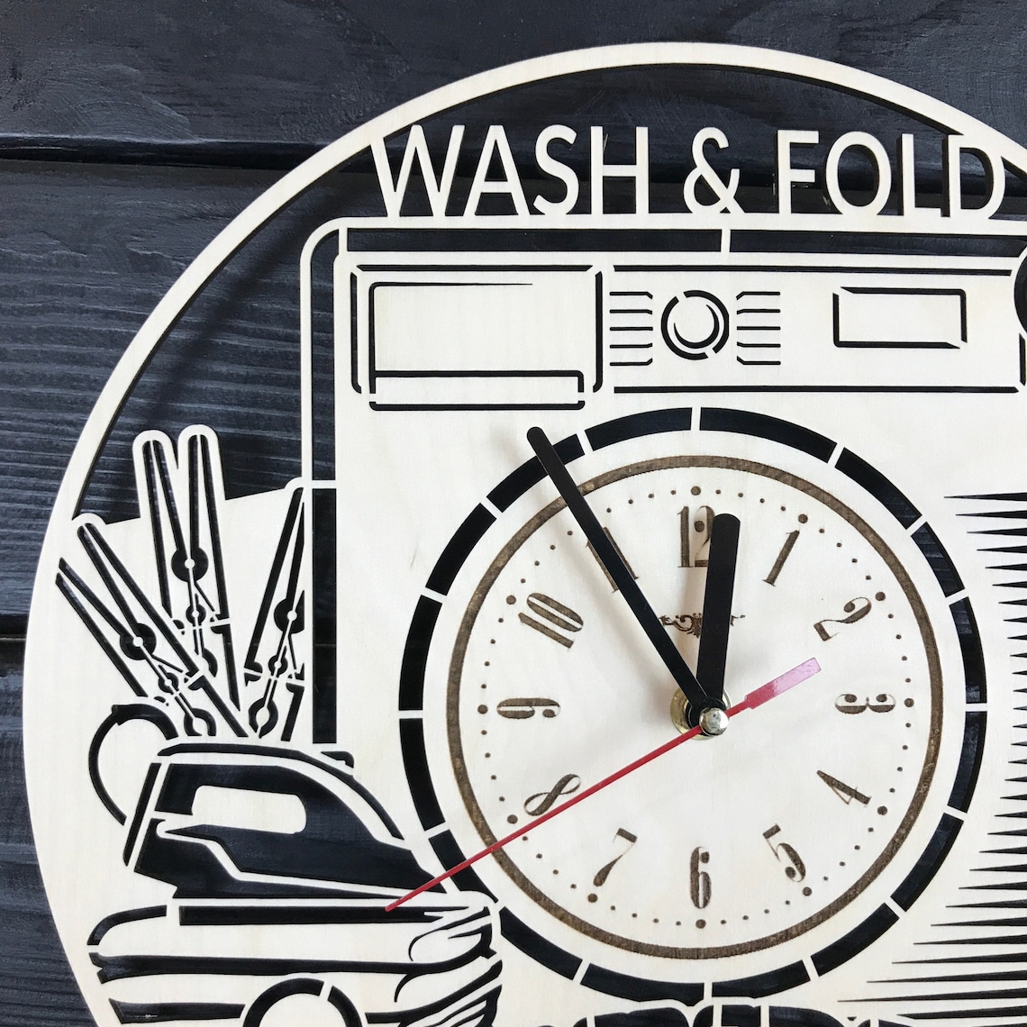 Laundry Room Wall Clock Hanging Laundry Wall Art Wood Decod Etsy