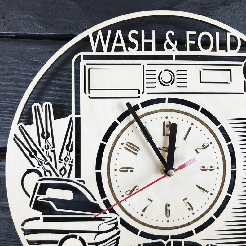 Laundry Room Wall Clock Hanging Laundry Wall Art Wood Decod Etsy
