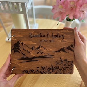 Mountain rustic guest book, photobooth guestbook, photo booth album, wedding guest book, mountains wedding photo book, wooden guest book