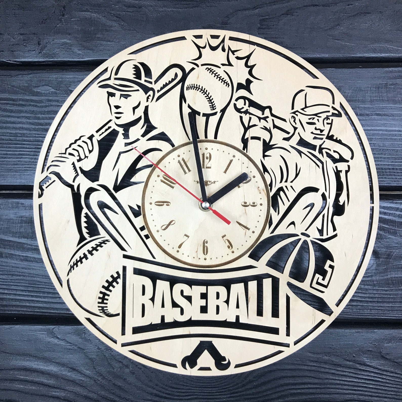Baseball Wall Clock Gift for Men Women 5th Anniversary Gift Etsy