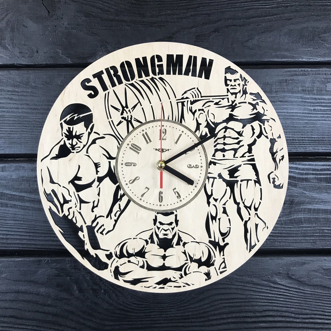 GYM Wall Clock Wood Decor for Gym Personalized Gift for Men Etsy