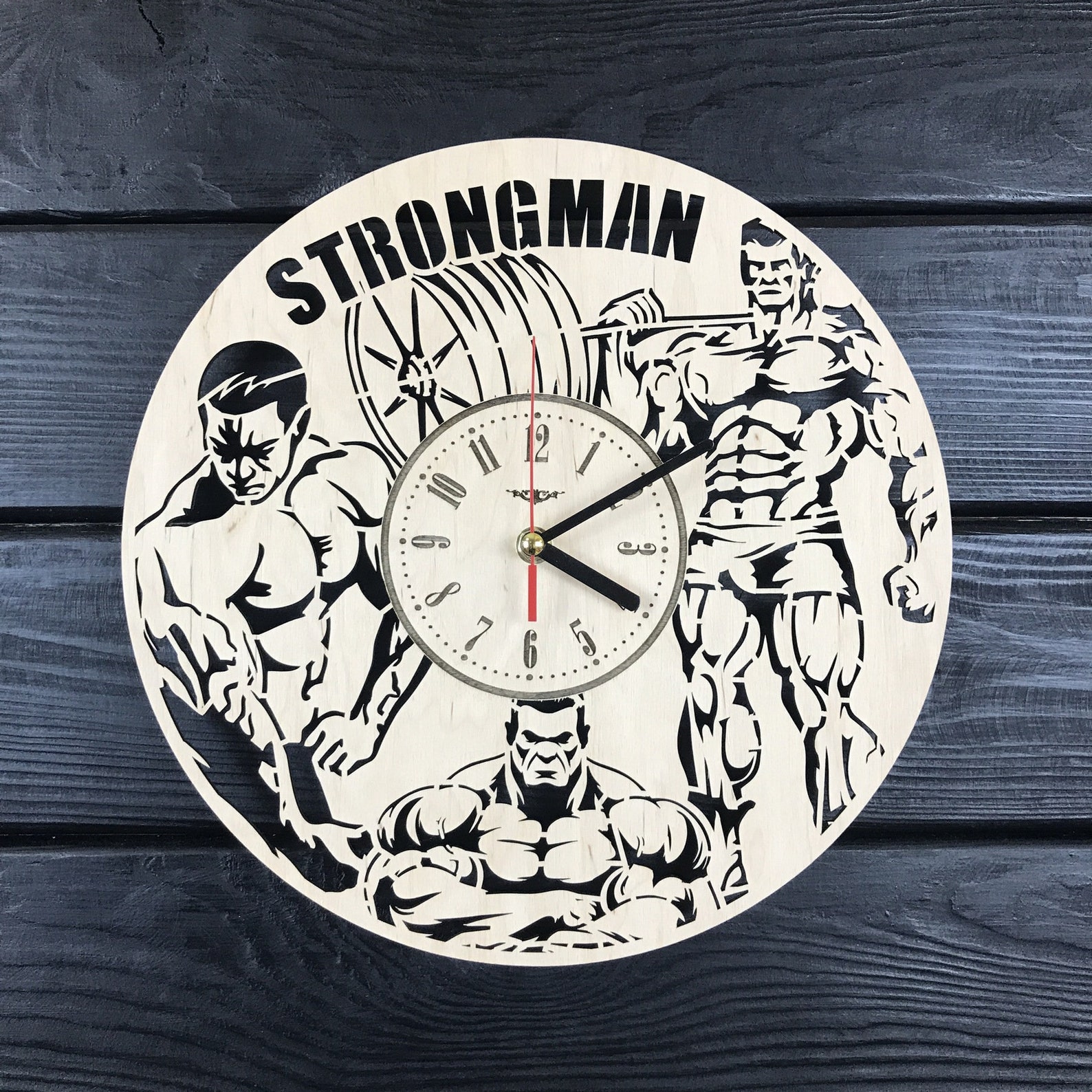 GYM Wall Clock Wood Decor for Gym Personalized Gift for Men Etsy