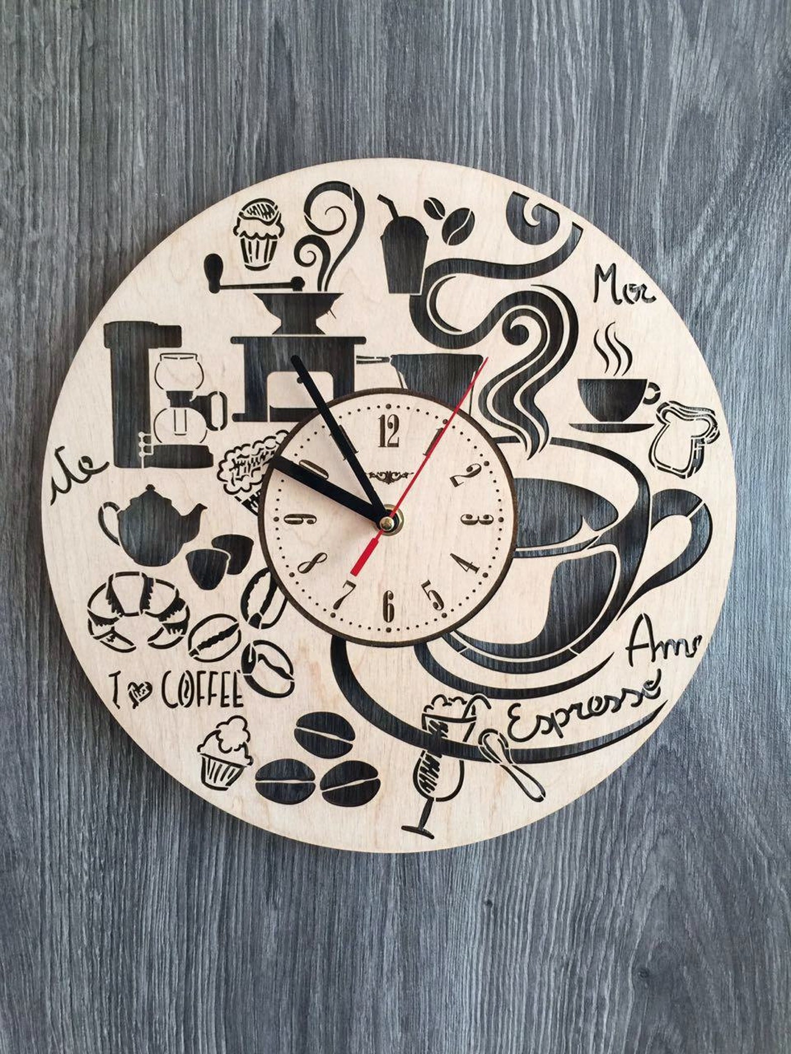 Coffee Wall Clock Best Wood Gift for Women Coffee Gift 5th Etsy
