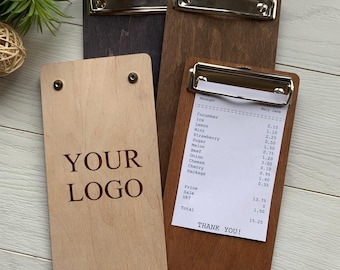 Wood check presenter, bill holder, cafe accessories, check book, restaurant cash holder, custom check holder, guest check