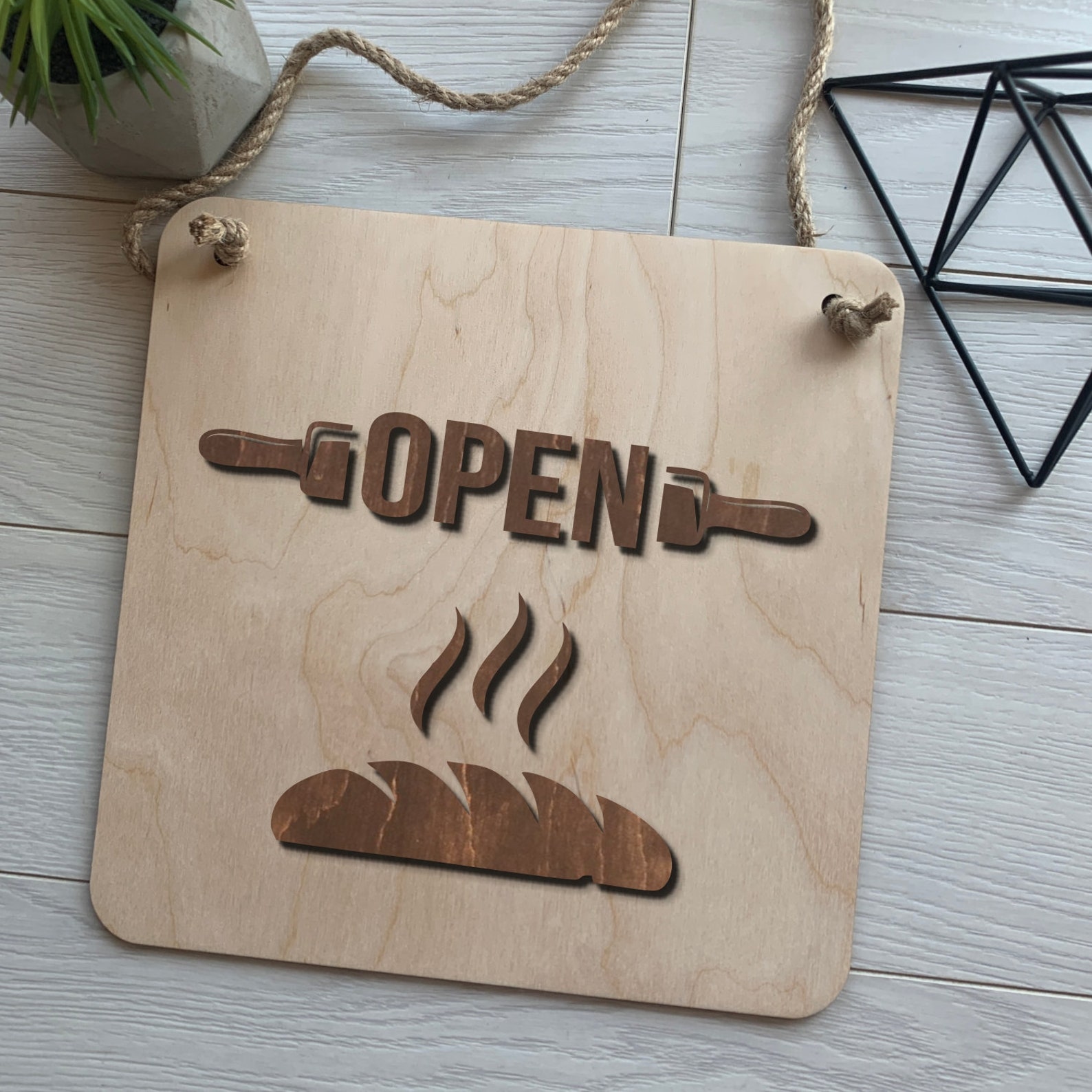 Double Sided Door Signs Wood Open Closed Door Signs Bakery - Etsy