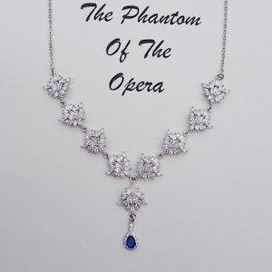 Gargantilla de la mascarada / victorianevermoreshop, collar de plata con zafiro y diseño de El Fantasma de la Ópera de Christine Daae, inspirado en cosplay antiguo, regalo