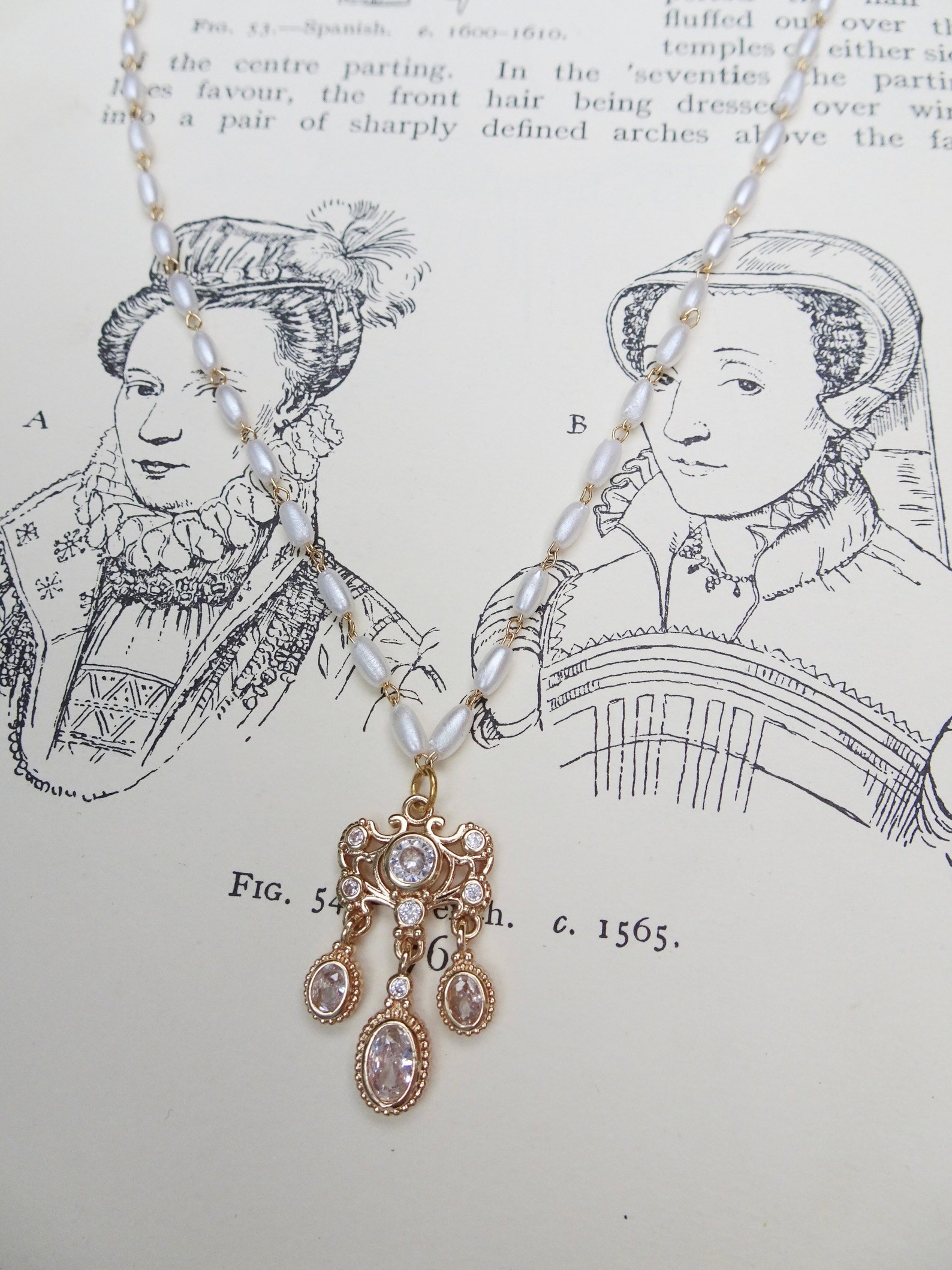 The Elizabeth necklace historical costume jewellery pearl Etsy