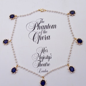 The Raoul necklace | Christine daae phantom of the opera sapphire pearl victorian antique regency princess ballgown victorianevermoreshop