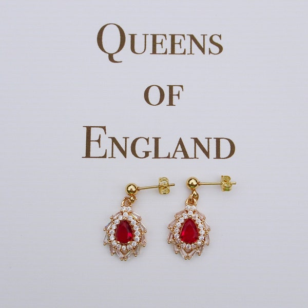 The Anne Boleyn earrings | replica reproduction Tudor ruby victorianevermoreshop renaissance medieval antique Georgian victorian revival