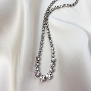 Vintage Graduated Rhinestone Necklace | Mid Century 1950s  Crystal paste diamanté old Hollywood prom gift wedding bridal | victorianevermore