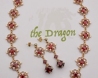 The Daemon set | dragon house game antique fantasy ruby replica inspired necklace victorianevermoreshop