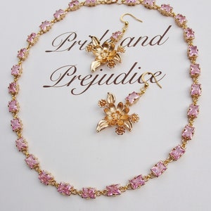 El conjunto de Jane / Jane Austen orgullo prejuicio Bennet regencia rosa regalo collar pendientes vestuario victoriano antiguo victorianevermoreshop