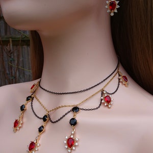 The Lucille Set LIMITED EDITION Crimson necklace choker earring victorianevermoreshop Victorian gothic romantic replica reproduction ring image 3