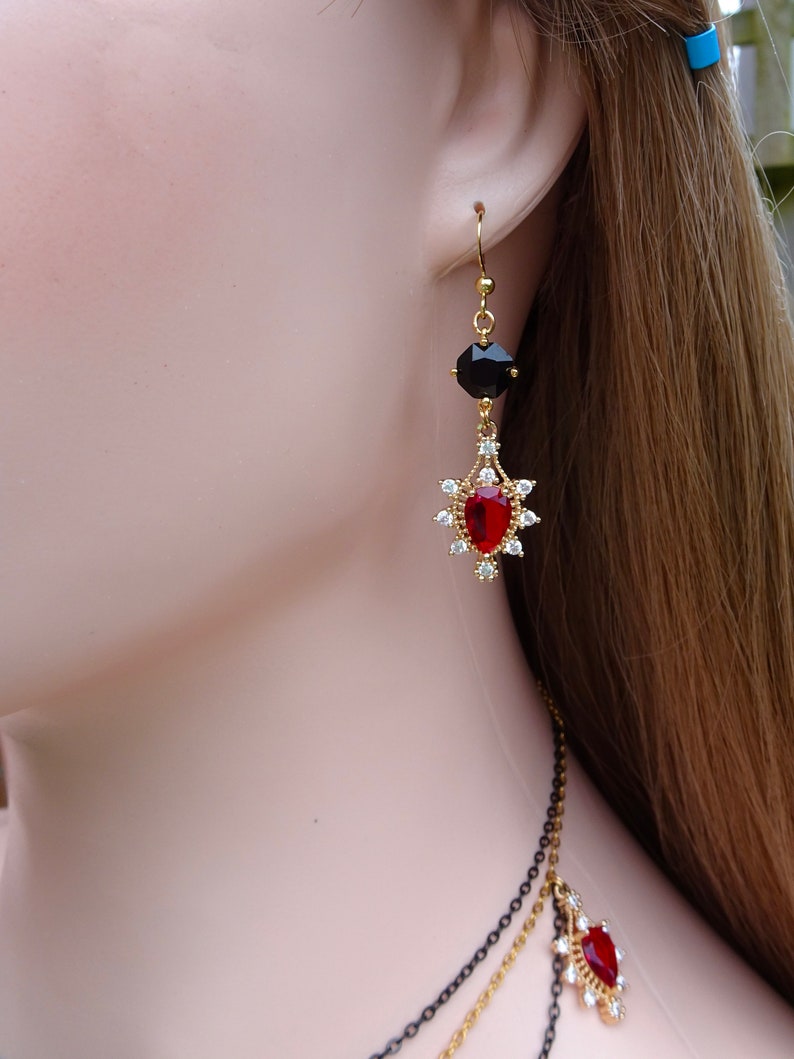 The Lucille Set LIMITED EDITION Crimson necklace choker earring victorianevermoreshop Victorian gothic romantic replica reproduction ring image 4