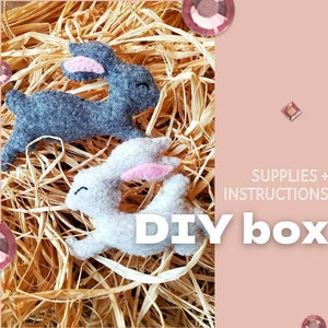 Osterhasen Bastelpackung, Häschen nähen, Schnittmuster und Anleitung, Geschenk zum Muttertag