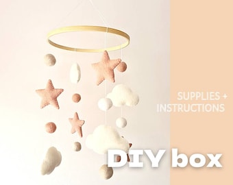 DIY Baby Mobile Kit: Felt Clouds & Stars Nursery Decor